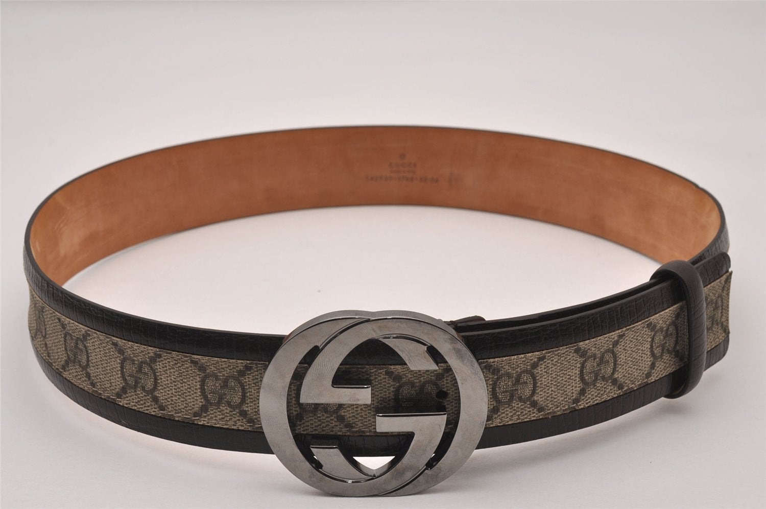 Auth GUCCI Interlocking G Belt GG PVC Leather 85cm 33.5