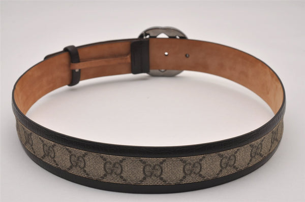 Auth GUCCI Interlocking G Belt GG PVC Leather 85cm 33.5" 142930 Brown Box 6967I