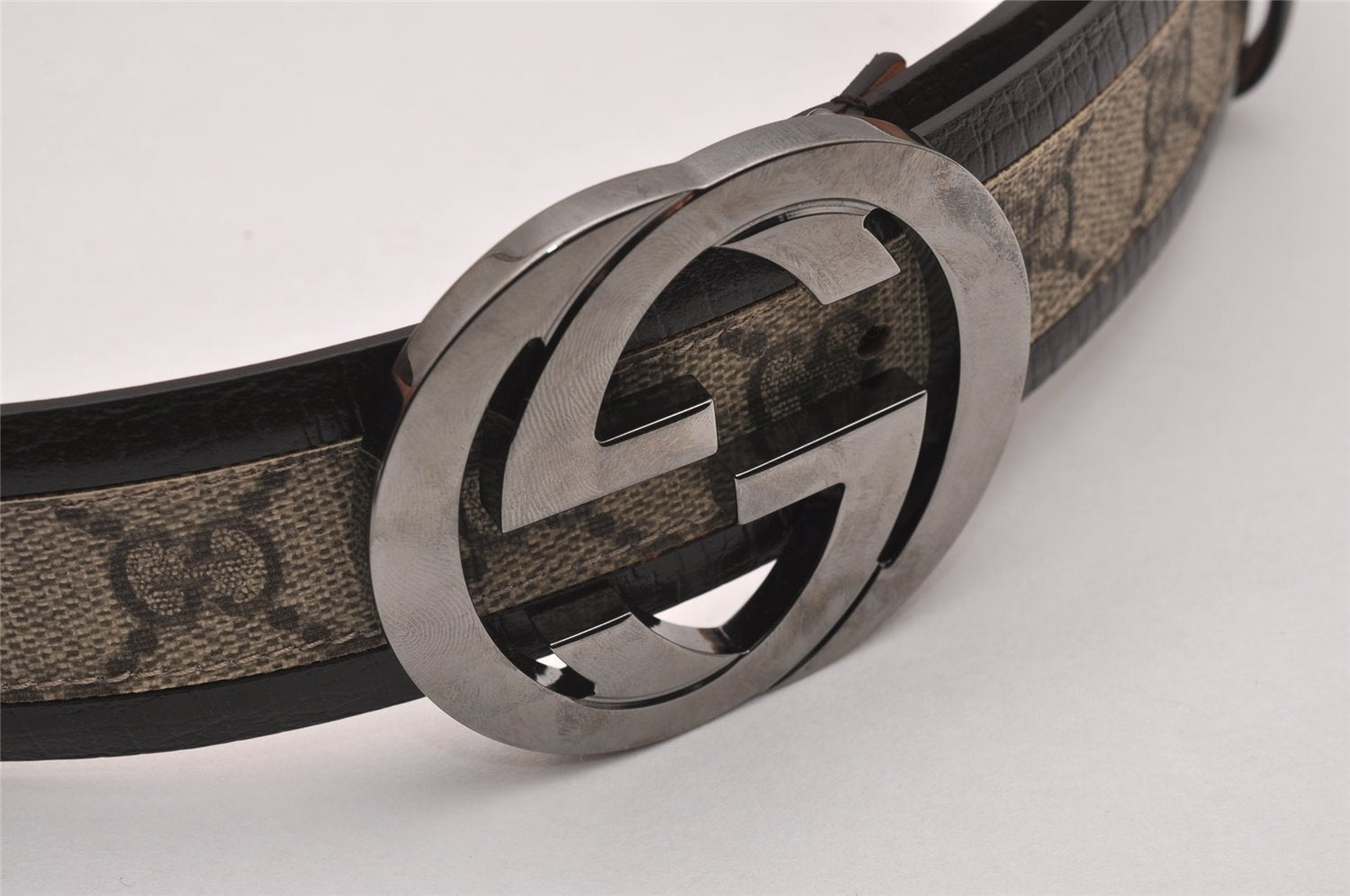 Auth GUCCI Interlocking G Belt GG PVC Leather 85cm 33.5