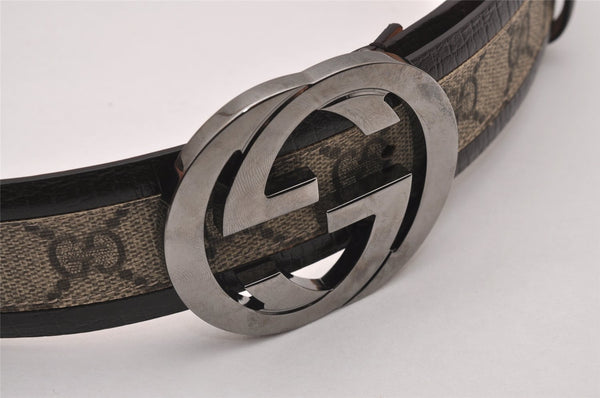 Auth GUCCI Interlocking G Belt GG PVC Leather 85cm 33.5" 142930 Brown Box 6967I