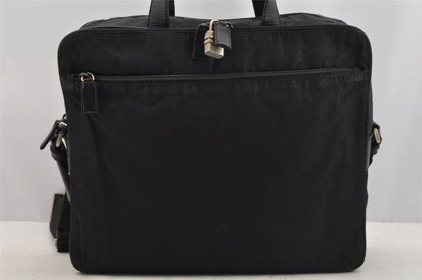 Authentic PRADA Nylon Tessuto Leather 2Way Shoulder Business Bag Black 6968I