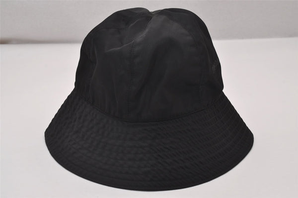 Authentic PRADA Vintage Bucket Hat Nylon Tessuto Size M 21.7" Black 6969I