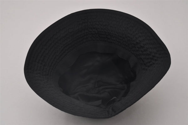 Authentic PRADA Vintage Bucket Hat Nylon Tessuto Size M 21.7" Black 6969I