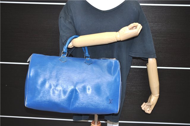 Authentic LOUIS VUITTON Epi Speedy 40 Hand Bag Blue M42985 LV 6972C