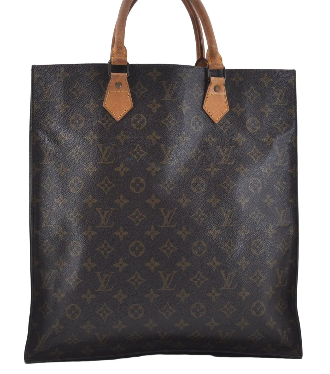Authentic Louis Vuitton Monogram Sac Plat Hand Bag M51140 LV 6974D