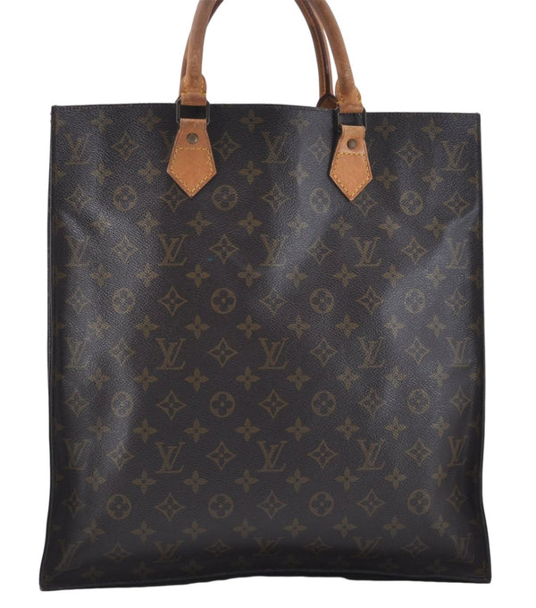 Authentic Louis Vuitton Monogram Sac Plat Hand Bag M51140 LV 6974D