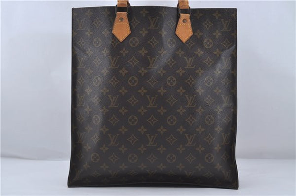 Authentic Louis Vuitton Monogram Sac Plat Hand Bag M51140 LV 6974D
