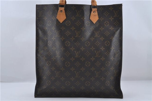 Authentic Louis Vuitton Monogram Sac Plat Hand Bag M51140 LV 6974D