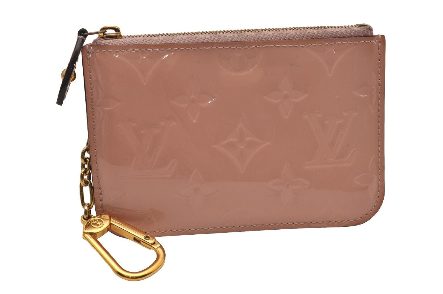 Authentic Louis Vuitton Vernis Pochette Cles NM Coin Purse Pink M61286 LV 6974I