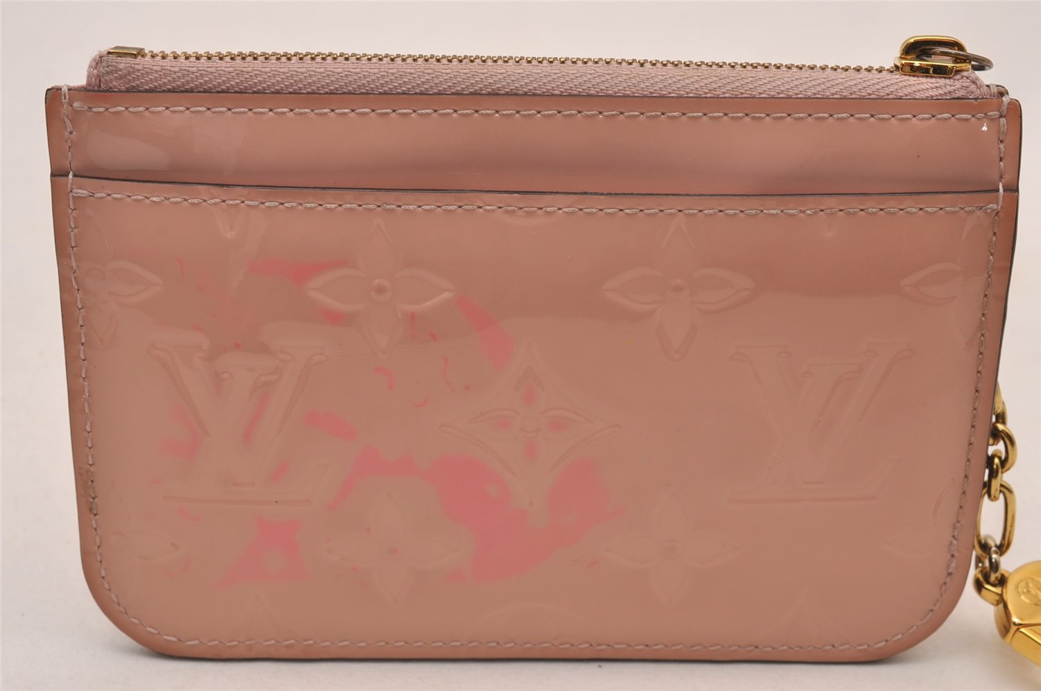 Authentic Louis Vuitton Vernis Pochette Cles NM Coin Purse Pink M61286 LV 6974I