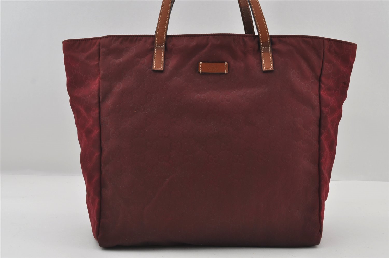 Authentic GUCCI Shoulder Tote Bag GG Nylon Leather 282439 Bordeaux Red 6977I