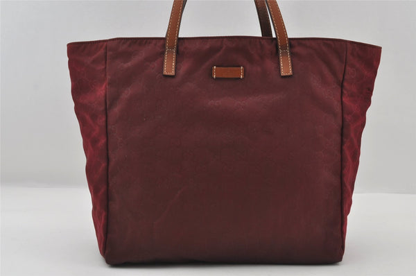 Authentic GUCCI Shoulder Tote Bag GG Nylon Leather 282439 Bordeaux Red 6977I