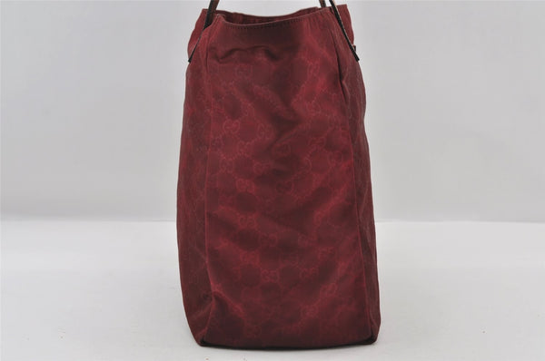Authentic GUCCI Shoulder Tote Bag GG Nylon Leather 282439 Bordeaux Red 6977I