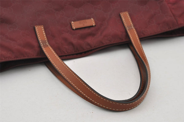 Authentic GUCCI Shoulder Tote Bag GG Nylon Leather 282439 Bordeaux Red 6977I