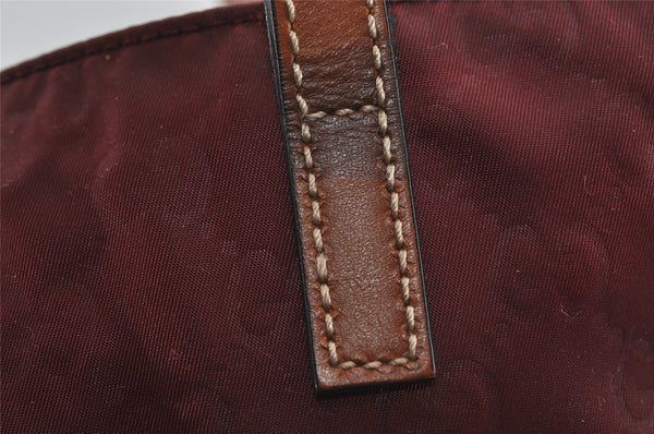 Authentic GUCCI Shoulder Tote Bag GG Nylon Leather 282439 Bordeaux Red 6977I
