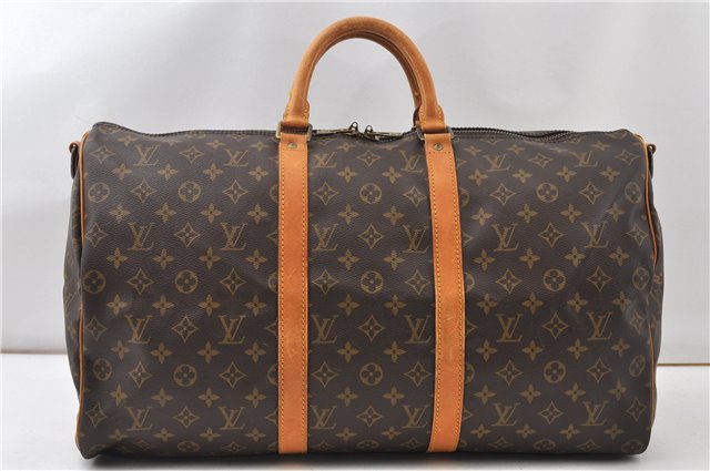 Authentic Louis Vuitton Monogram Keepall Bandouliere 50 M41416 Boston Bag 6978F