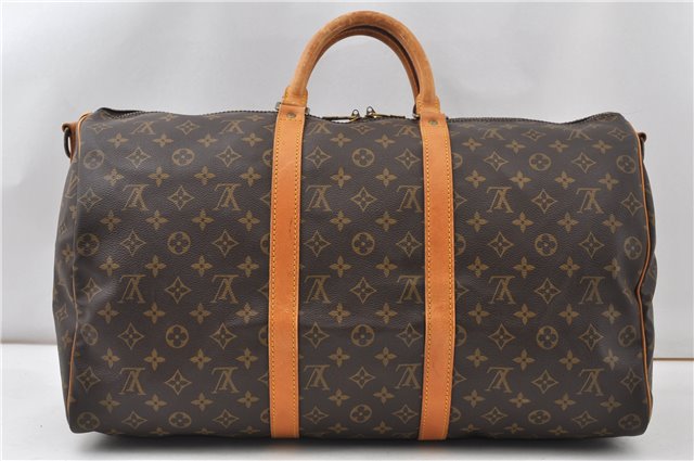 Authentic Louis Vuitton Monogram Keepall Bandouliere 50 M41416 Boston Bag 6978F