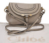 Authentic Chloe Mercie Leather Shoulder Cross Body Bag Purse Light Gray 6978I