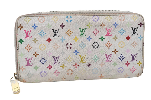 Auth LOUIS VUITTON Monogram Multicolor Zippy Wallet White Pink M60241 LV 6980B