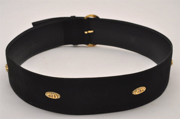 Authentic Christian Dior Belt Suede Leather Size 75cm 29.5inches Black CD 6980I