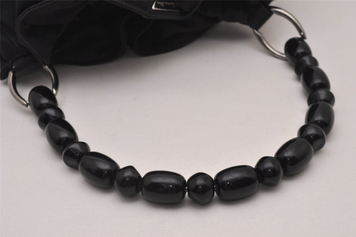 Authentic Christian Dior Maris Pearl Shoulder Hand Bag Purse Nylon Black 6981I