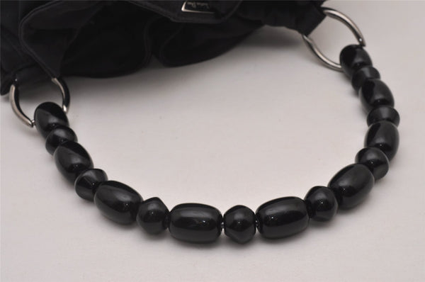 Authentic Christian Dior Maris Pearl Shoulder Hand Bag Purse Nylon Black 6981I