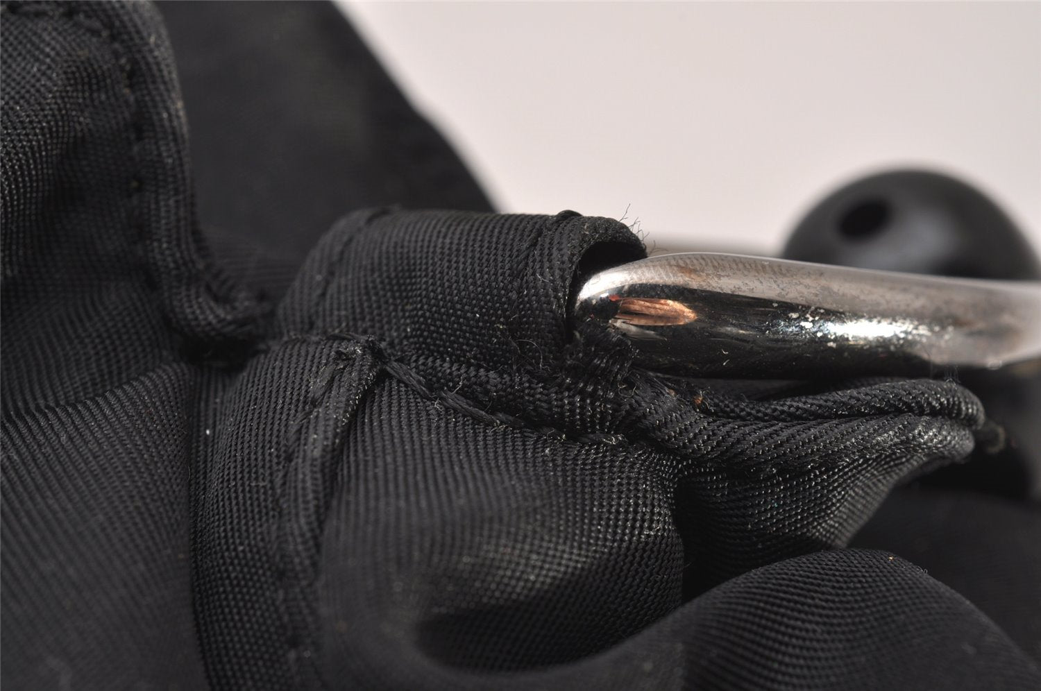 Authentic Christian Dior Maris Pearl Shoulder Hand Bag Purse Nylon Black 6981I