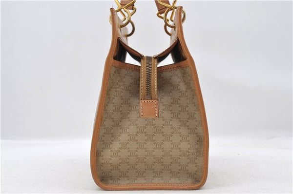 Authentic CELINE Macadam Blason Pattern Hand Bag Purse PVC Leather Beige 6983C
