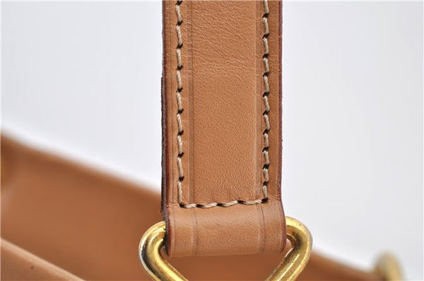 Authentic CELINE Macadam Blason Pattern Hand Bag Purse PVC Leather Beige 6983C