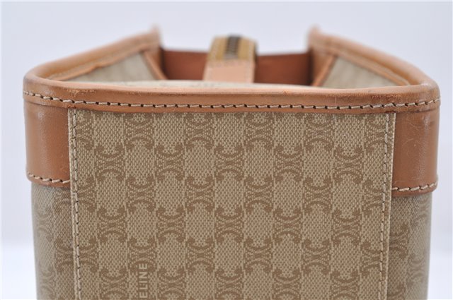 Authentic CELINE Macadam Blason Pattern Hand Bag Purse PVC Leather Beige 6983C