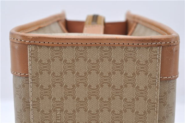 Authentic CELINE Macadam Blason Pattern Hand Bag Purse PVC Leather Beige 6983C