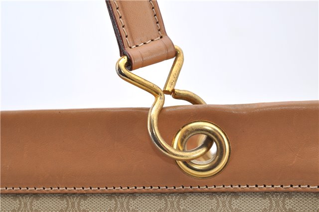 Authentic CELINE Macadam Blason Pattern Hand Bag Purse PVC Leather Beige 6983C