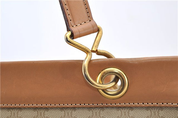 Authentic CELINE Macadam Blason Pattern Hand Bag Purse PVC Leather Beige 6983C