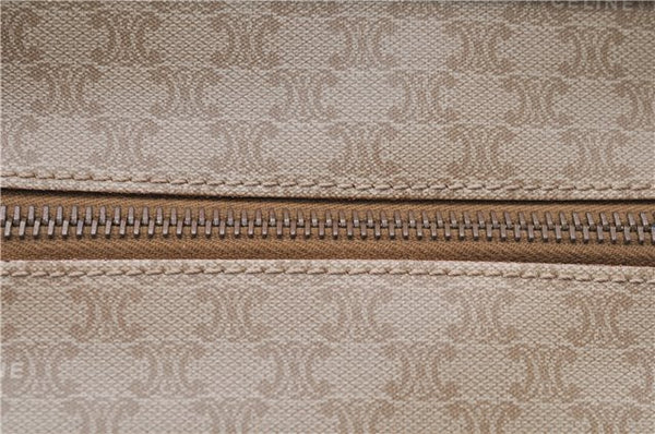 Authentic CELINE Macadam Blason Pattern Hand Bag Purse PVC Leather Beige 6983C