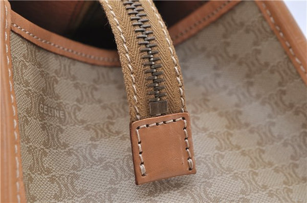 Authentic CELINE Macadam Blason Pattern Hand Bag Purse PVC Leather Beige 6983C