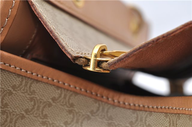 Authentic CELINE Macadam Blason Pattern Hand Bag Purse PVC Leather Beige 6983C