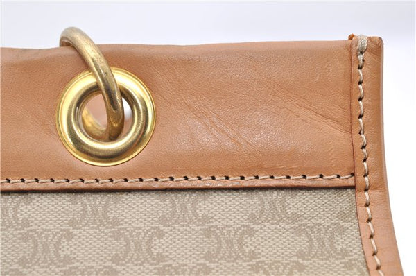 Authentic CELINE Macadam Blason Pattern Hand Bag Purse PVC Leather Beige 6983C