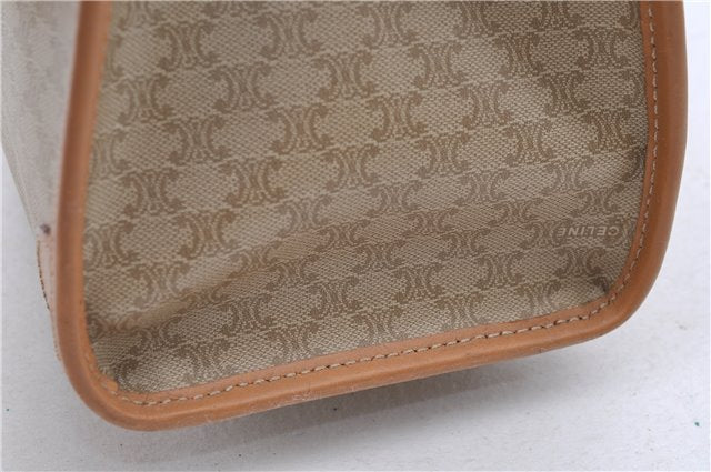Authentic CELINE Macadam Blason Pattern Hand Bag Purse PVC Leather Beige 6983C