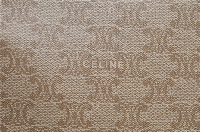 Authentic CELINE Macadam Blason Pattern Hand Bag Purse PVC Leather Beige 6983C