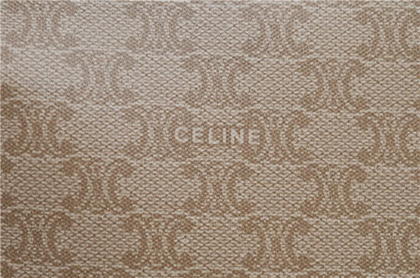 Authentic CELINE Macadam Blason Pattern Hand Bag Purse PVC Leather Beige 6983C