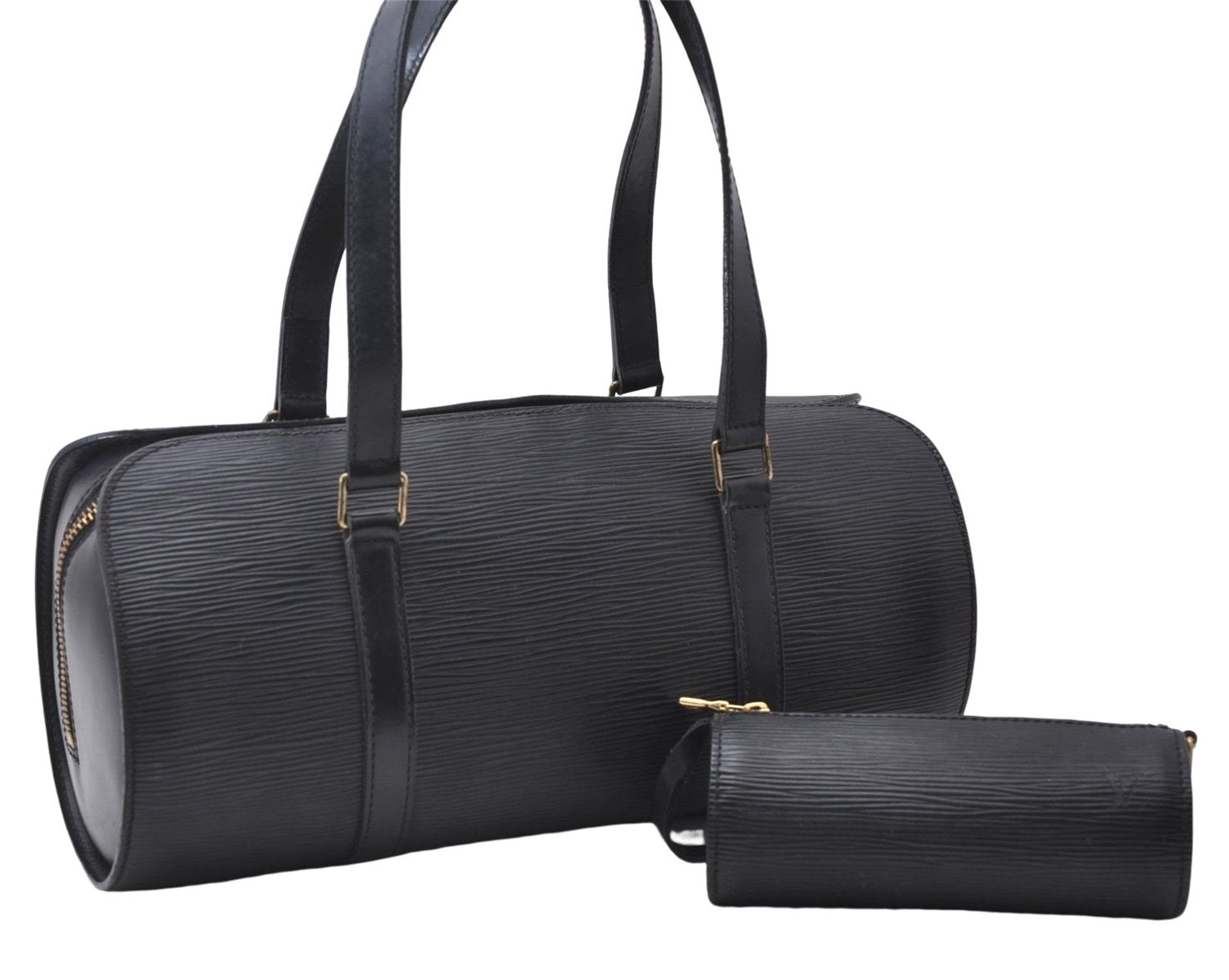 Authentic Louis Vuitton Epi Soufflot Black Hand Bag M52222 LV 6983D