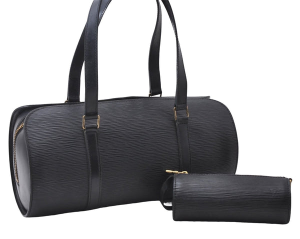 Authentic Louis Vuitton Epi Soufflot Black Hand Bag M52222 LV 6983D