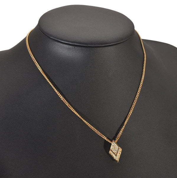 Authentic Christian Dior Gold Tone Rhinestone Chain Pendant Necklace CD 6983I