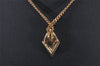 Authentic Christian Dior Gold Tone Rhinestone Chain Pendant Necklace CD 6983I