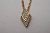 Authentic Christian Dior Gold Tone Rhinestone Chain Pendant Necklace CD 6983I