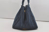 Authentic PRADA Vintage Canapa M Denim Tote Hand Bag Blue 6985I