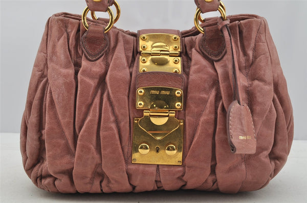 Authentic MIU MIU Matelasse Leather 2Way Shoulder Hand Bag Purse Pink 6990I