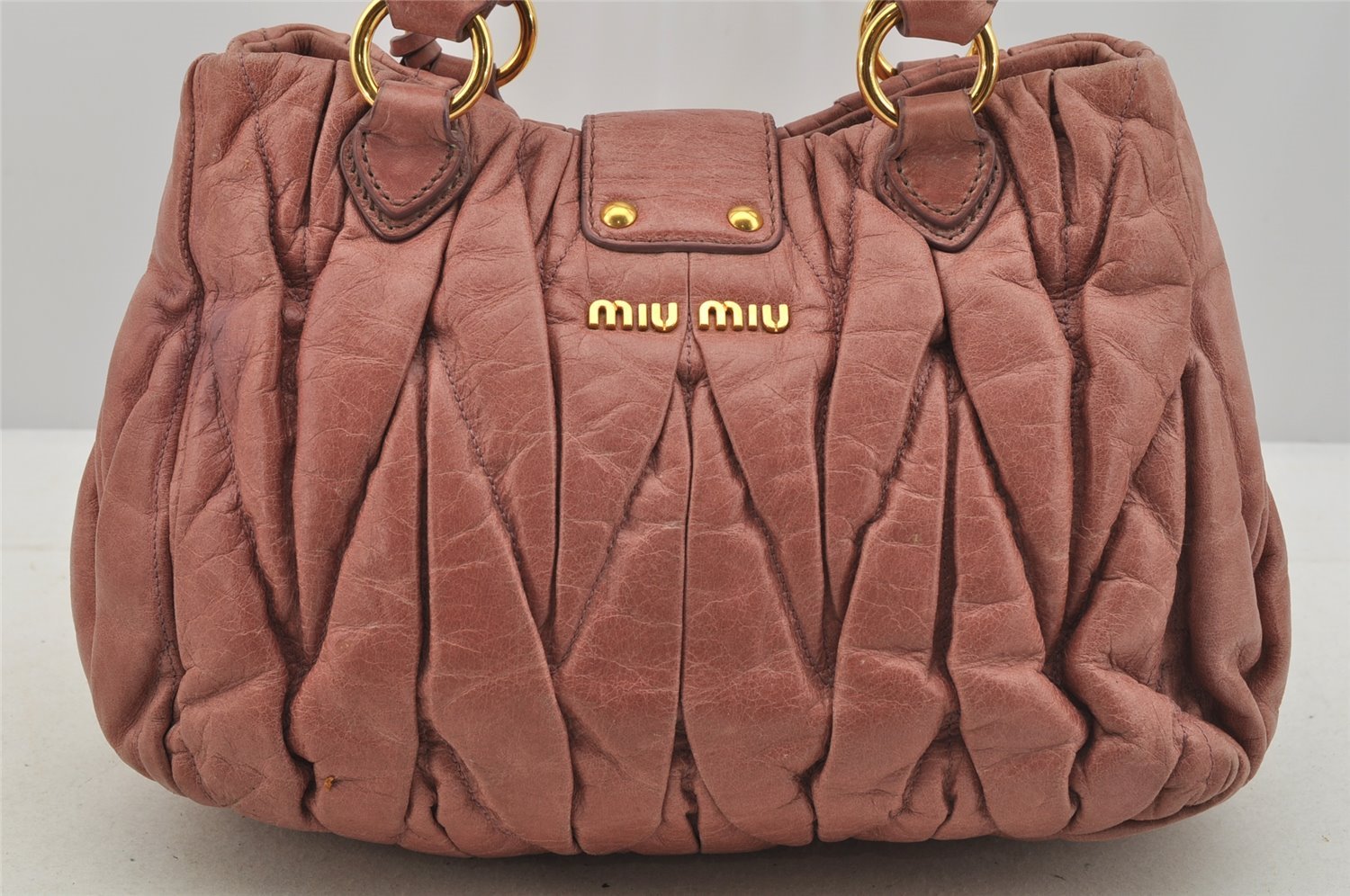 Authentic MIU MIU Matelasse Leather 2Way Shoulder Hand Bag Purse Pink 6990I