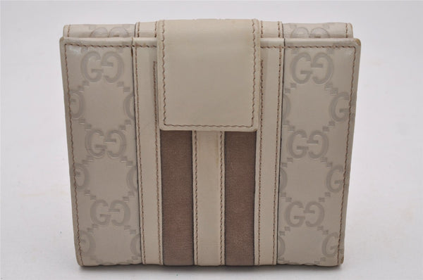 Authentic GUCCI Guccissima GG Leather Bifold Wallet Purse 150673 White 6992I