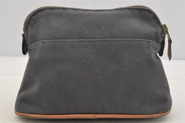 Authentic HERMES Bolide PM Vintage Pouch Purse Canvas Leather Gray 6995I